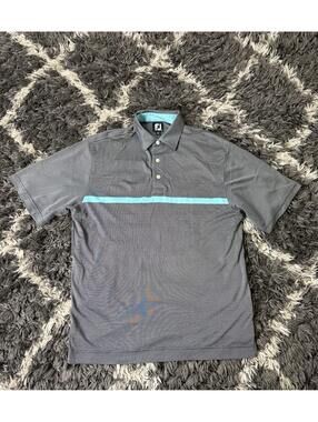 FootJoy Golf Polo Shirt Mens Large Blue Stripe Preppy Classic Embroidered